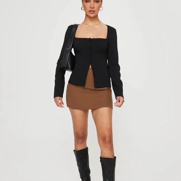 Princess Polly Black Tailored Long Sleeve - Picture 2 of 7